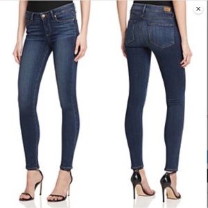 EUC Paige Peg Skinny Jeans Size 27” Dark Blue